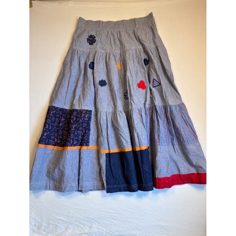 Carole Little St. Tropez Women's Tiered Patchwork Midi Skirt Size 10